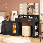 Coiffeuse Maquillage Miroir Lumineux LED Commode 5 Tiroirs Meuble