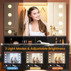 Coiffeuse Maquillage Miroir Lumineux LED Commode 5 Tiroirs Meuble