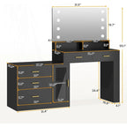 Coiffeuse Maquillage Miroir Lumineux LED Commode 5 Tiroirs Meuble