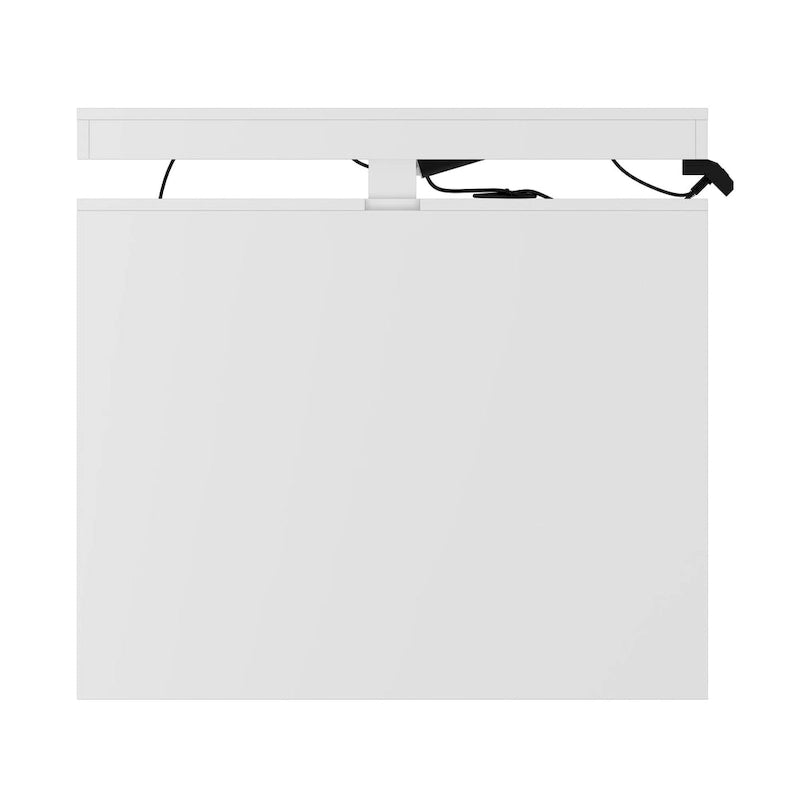 Bureau ergonomique assis-debout, élégance blanc pur avec caisson de rangement latéral