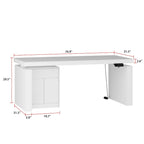 Bureau ergonomique assis-debout, élégance blanc pur avec caisson de rangement latéral