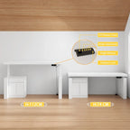 Bureau ergonomique assis-debout, élégance blanc pur avec caisson de rangement latéral