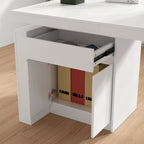 Bureau ergonomique assis-debout, élégance blanc pur avec caisson de rangement latéral