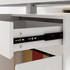 Bureau ergonomique assis-debout, élégance blanc pur avec caisson de rangement latéral