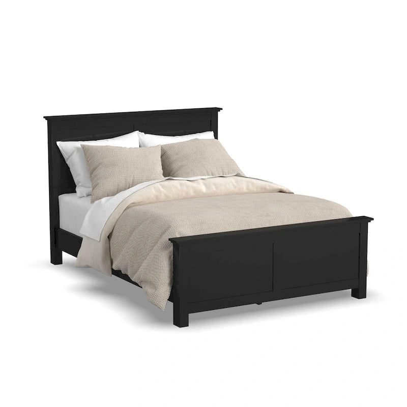 Lit Queen, table de nuit et commode Homestyles Oak Park en bois noir