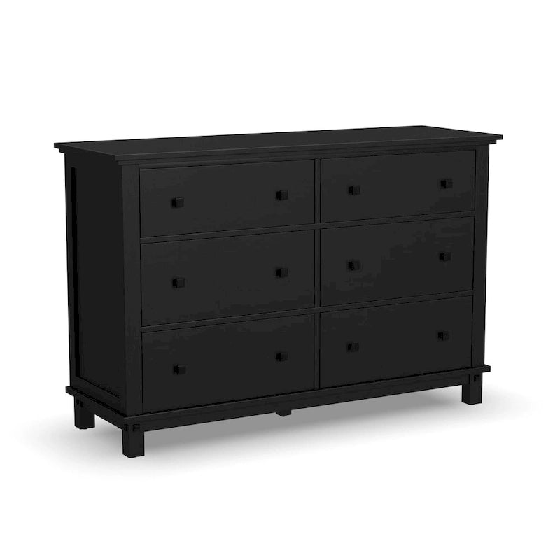 Lit Queen, table de nuit et commode Homestyles Oak Park en bois noir