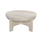 Table basse Tomas 32 po, plateau tambour en manguier, blanc délavé classique