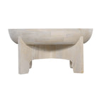 Table basse Tomas 32 po, plateau tambour en manguier, blanc délavé classique