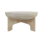 Table basse Tomas 32 po, plateau tambour en manguier, blanc délavé classique