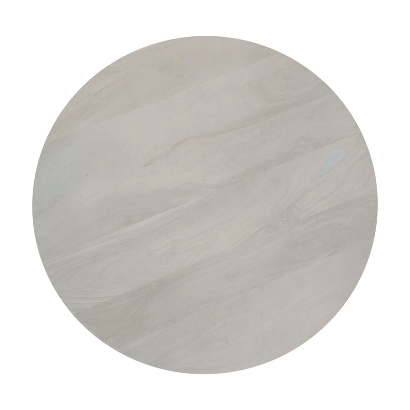 Table basse Tomas 32 po, plateau tambour en manguier, blanc délavé classique
