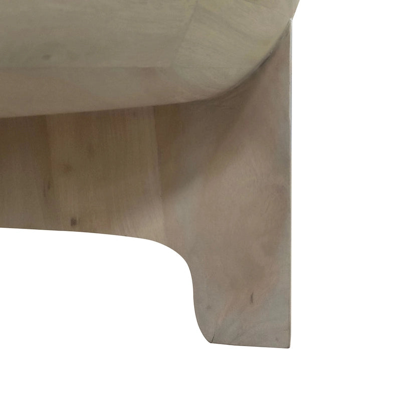 Table basse Tomas 32 po, plateau tambour en manguier, blanc délavé classique