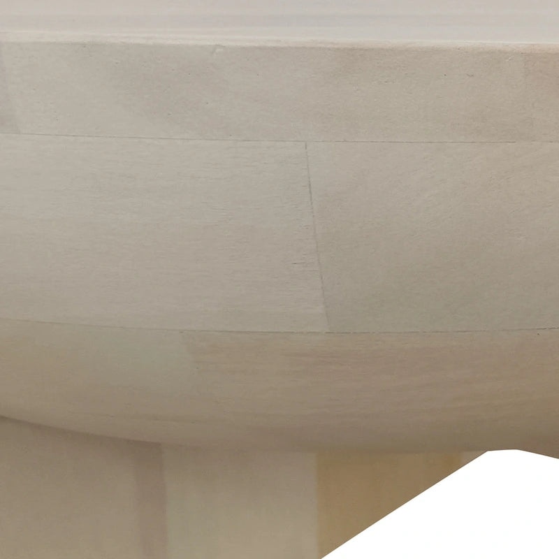 Table basse Tomas 32 po, plateau tambour en manguier, blanc délavé classique