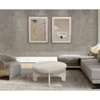 Table basse Tomas 32 po, plateau tambour en manguier, blanc délavé classique