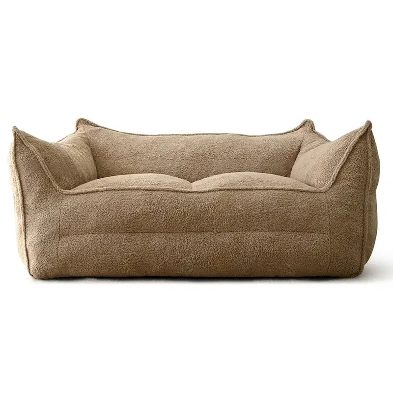 Canapé pouf 2 places, Loveseat en tissu imitation peluche, Canapé paresseux, Fauteuil pouf