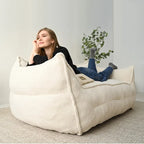 Canapé pouf 2 places, Loveseat en tissu imitation peluche, Canapé paresseux, Fauteuil pouf