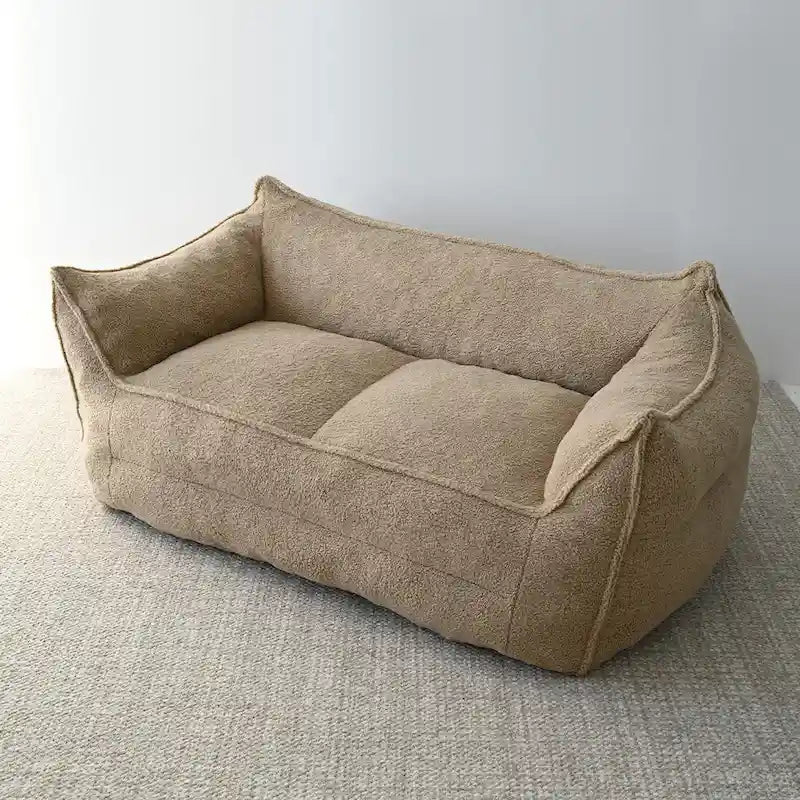 Canapé pouf 2 places, Loveseat en tissu imitation peluche, Canapé paresseux, Fauteuil pouf
