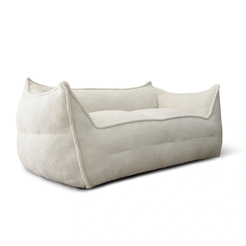 Canapé pouf 2 places, Loveseat en tissu imitation peluche, Canapé paresseux, Fauteuil pouf