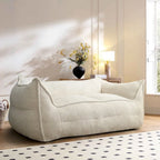 Canapé pouf 2 places, Loveseat en tissu imitation peluche, Canapé paresseux, Fauteuil pouf