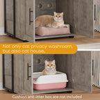 Meuble cache-litière 2 en 1 pour chat avec 3 étagères et une porte