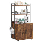 Meuble cache-litière 2 en 1 pour chat avec 3 étagères et une porte