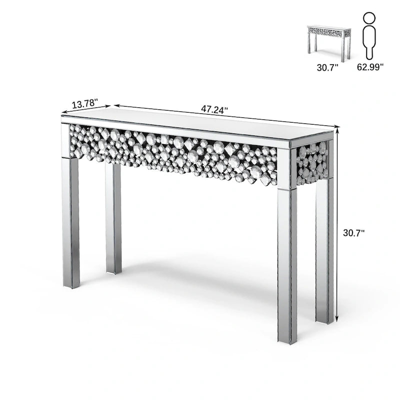 Console glamour table d'entrée avec cadre en cristal