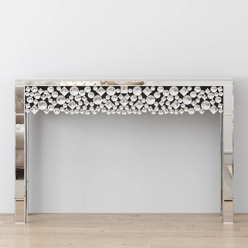 Console glamour table d'entrée avec cadre en cristal