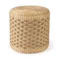 Pouf rond en jonc de mer tressé à motif Mercana Michelle Brown