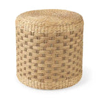 Mercana Michelle Brown Patterned Woven Seagrass Round Pouf