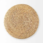 Pouf rond en jonc de mer tressé à motif Mercana Michelle Brown