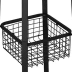 Portemanteau industriel autoportant VECELO avec panier métallique, 2 étagères et 8 crochets doubles – Meuble d'entrée pour chapeaux, sacs et écharpes
