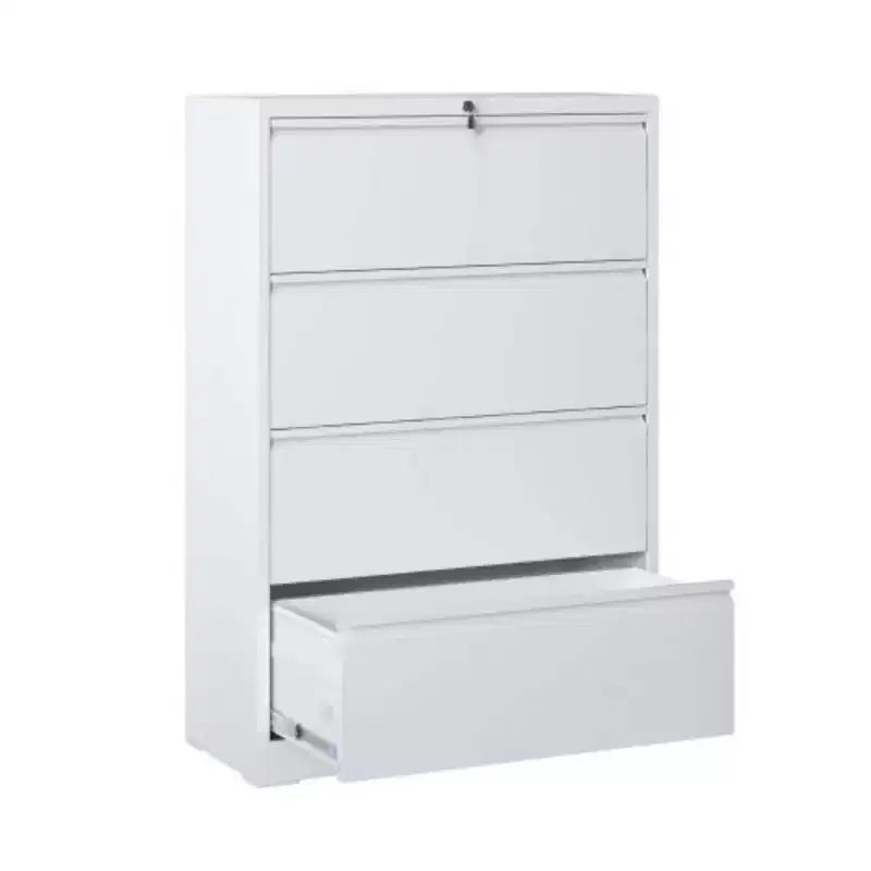 Meuble Classeur Métallique à 4 Tiroirs, Serrure, 2 Clés, Rangement Silencieux, Classeur Métallique Verrouillable Pour Bureau à Domicile, Documents Format Légal, Lettre, A4, F4