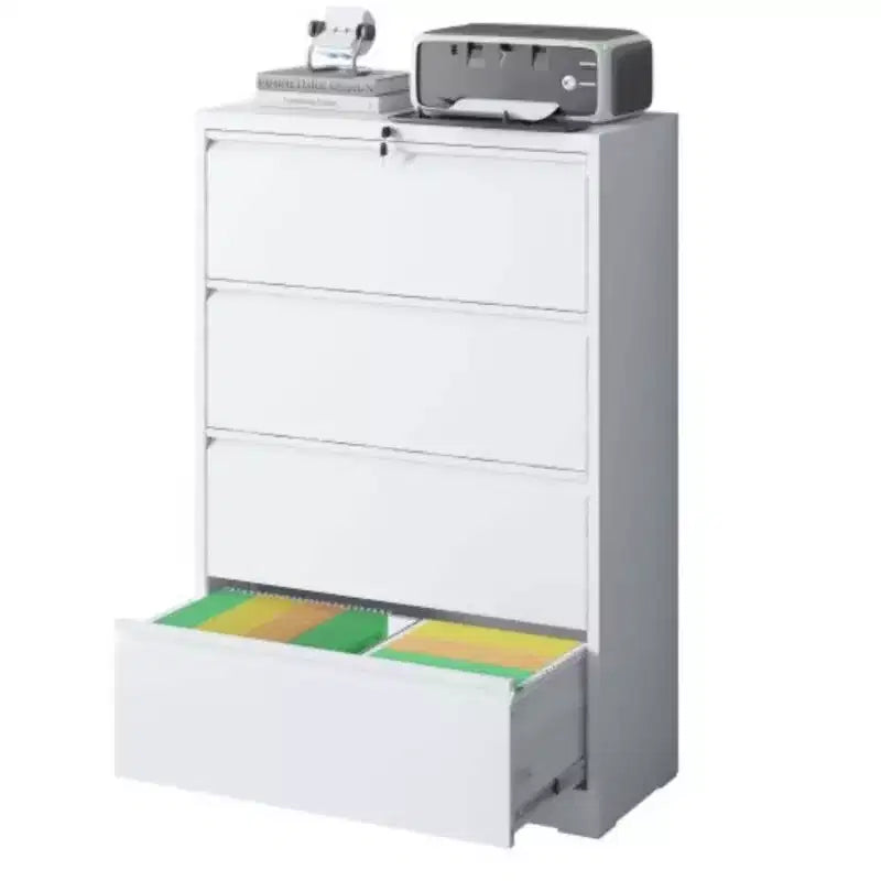 Meuble Classeur Métallique à 4 Tiroirs, Serrure, 2 Clés, Rangement Silencieux, Classeur Métallique Verrouillable Pour Bureau à Domicile, Documents Format Légal, Lettre, A4, F4