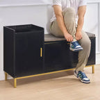 Banc de rangement VECELO, avec tiroirs à deux niveaux rabattables pour l'entrée, organisateur de chaussures, coussin d'assise amovible