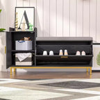 Banc de rangement VECELO, avec tiroirs à deux niveaux rabattables pour l'entrée, organisateur de chaussures, coussin d'assise amovible
