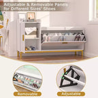 Banc de rangement VECELO, avec tiroirs à deux niveaux rabattables pour l'entrée, organisateur de chaussures, coussin d'assise amovible