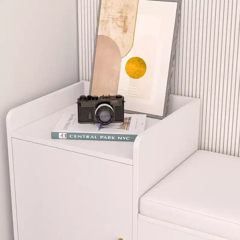 Banc de rangement VECELO, avec tiroirs à deux niveaux rabattables pour l'entrée, organisateur de chaussures, coussin d'assise amovible