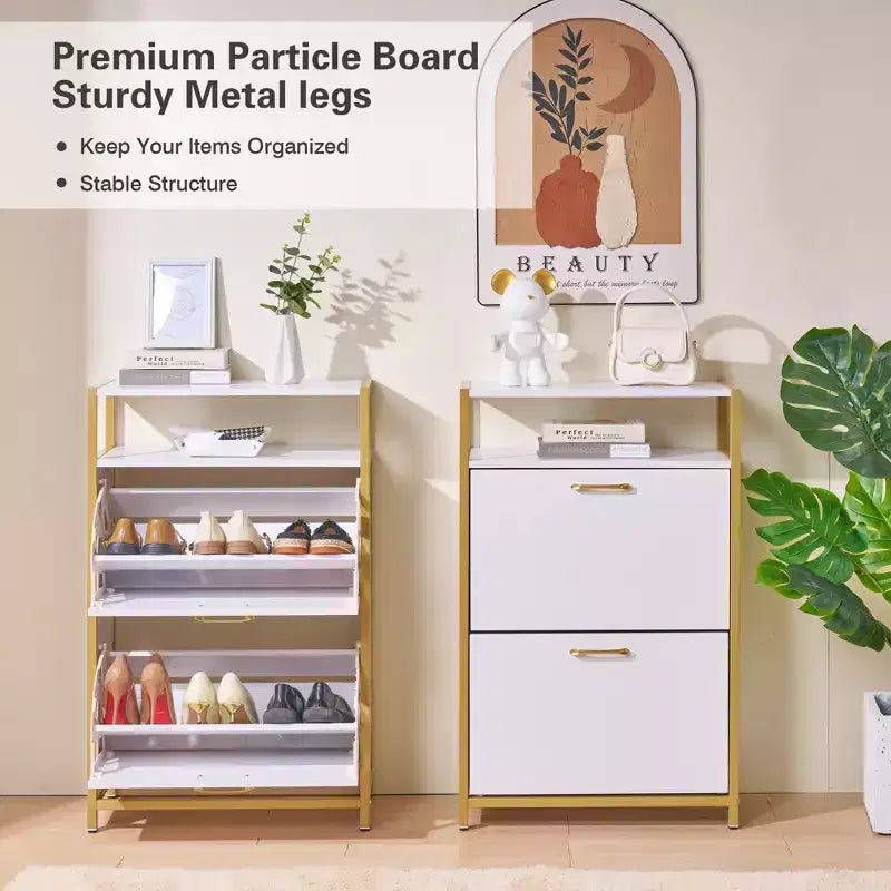 Banc de rangement VECELO, avec tiroirs à deux niveaux rabattables pour l'entrée, organisateur de chaussures, coussin d'assise amovible