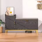 Banc de rangement VECELO, avec tiroirs à deux niveaux rabattables pour l'entrée, organisateur de chaussures, coussin d'assise amovible