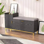 VECELO Storage Bench, 2-Tier Flip Drawers for Entryway Shoe Rack Organizer, Removable Seat Cushion