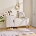 Banc de rangement VECELO, avec tiroirs à deux niveaux rabattables pour l'entrée, organisateur de chaussures, coussin d'assise amovible