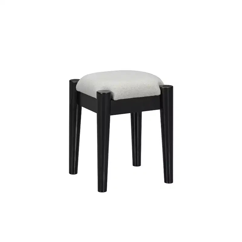 Coiffeuse rétro en bois 39 W avec prise de charge, port USB et tabouret, table de maquillage avec 3 tiroirs et 1 tiroir en rotin 4B - ModernLuxe