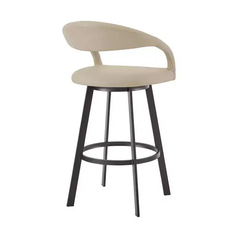 Tabouret de bar pivotant Armen Living 26 Ramona en fer et similicuir, hauteur comptoir