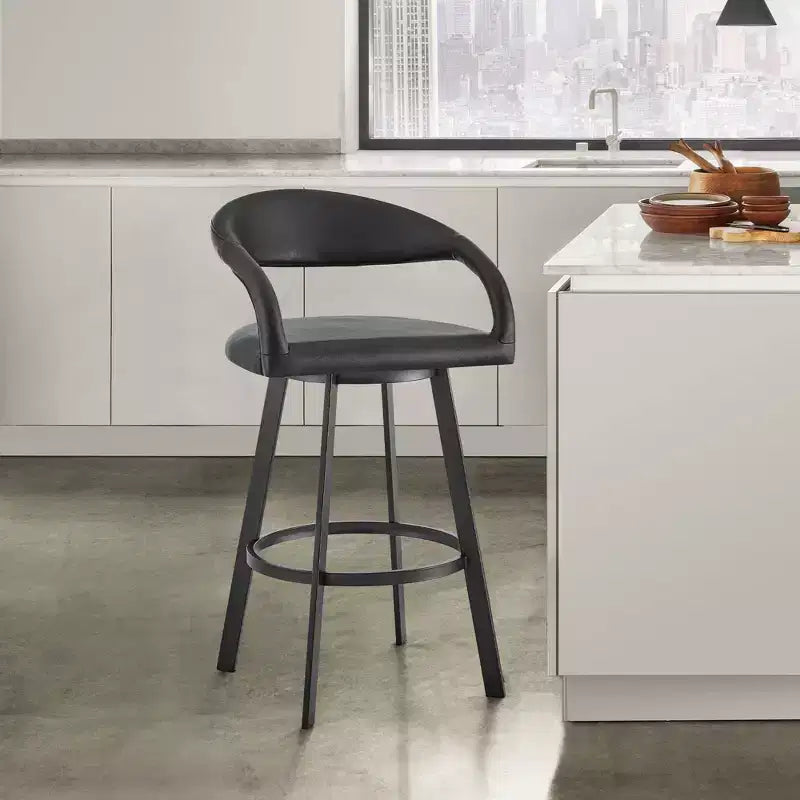 Tabouret de bar pivotant Armen Living 26 Ramona en fer et similicuir, hauteur comptoir