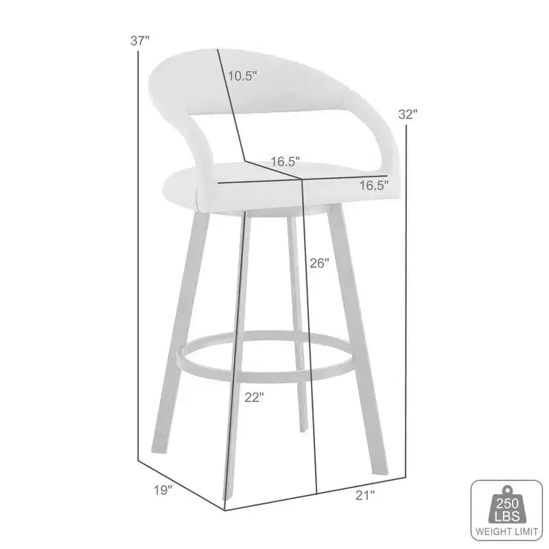 Tabouret de bar pivotant Armen Living 26 Ramona en fer et similicuir, hauteur comptoir