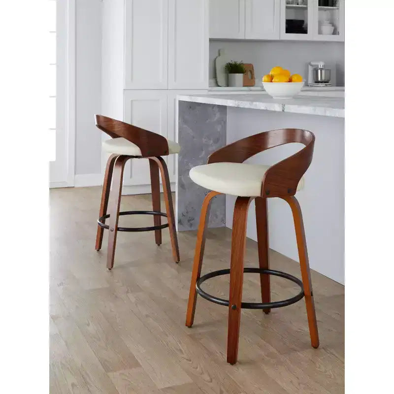 LumiSource, lot de 2 tabourets de bar pivotants « Grotto » de 66 cm (hauteur comptoir)