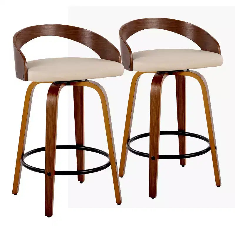 LumiSource, lot de 2 tabourets de bar pivotants « Grotto » de 66 cm (hauteur comptoir)