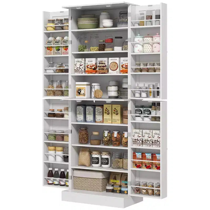 HOMCOM Armoire de cuisine 65", Meuble de rangement moderne avec portes et étagères, Buffet autoportant pour salle à manger