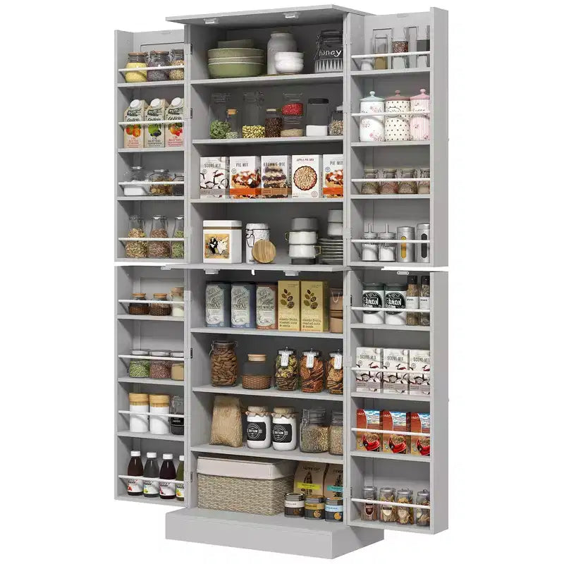 HOMCOM Armoire de cuisine 65", Meuble de rangement moderne avec portes et étagères, Buffet autoportant pour salle à manger