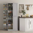 HOMCOM Armoire de cuisine 65", Meuble de rangement moderne avec portes et étagères, Buffet autoportant pour salle à manger