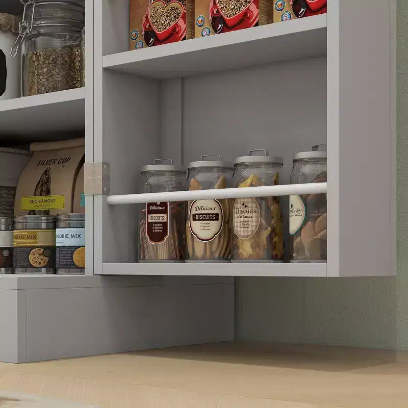 HOMCOM Armoire de cuisine 65", Meuble de rangement moderne avec portes et étagères, Buffet autoportant pour salle à manger